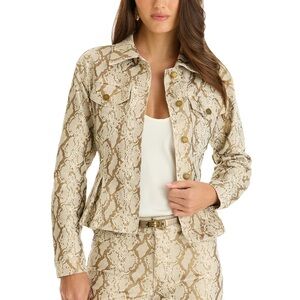 The Noli Shop BETHANIE DENIM JACKET - GOLD PYTHON